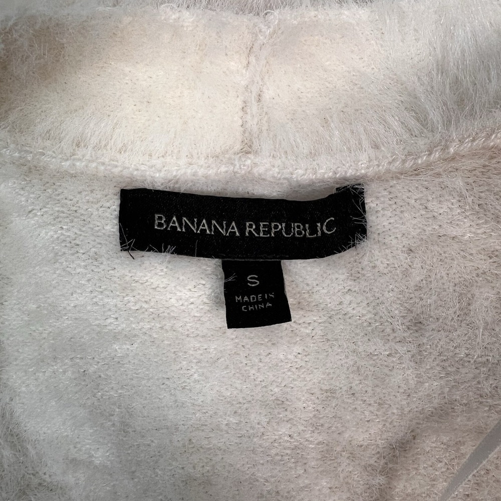 Banana Republic Womens Small Cream Cardigan Fur Long Classic Minimalist Luxury - Picture 2 of 9